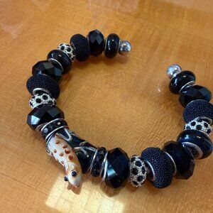 Lampwork Frog Beaded Bracelet by Twocousins Beading